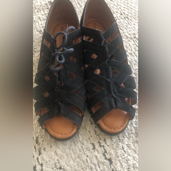 Beautifeel Edyta Black Suede Lace Up Cutout Fisherman Wedge Sandals 40 - Picture 3 of 9